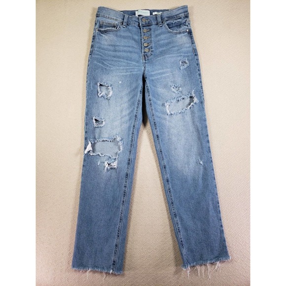 RE Generation Jeans Womens 7X28 Blue Boyfriend Distressed‎ Mid Rise Light Wash - Picture 1 of 10